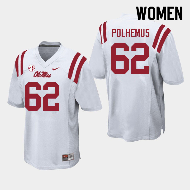 Andrew Polhemus Ole Miss Rebels NCAA Women's White #62 Stitched Limited College Football Jersey VNB7158YF